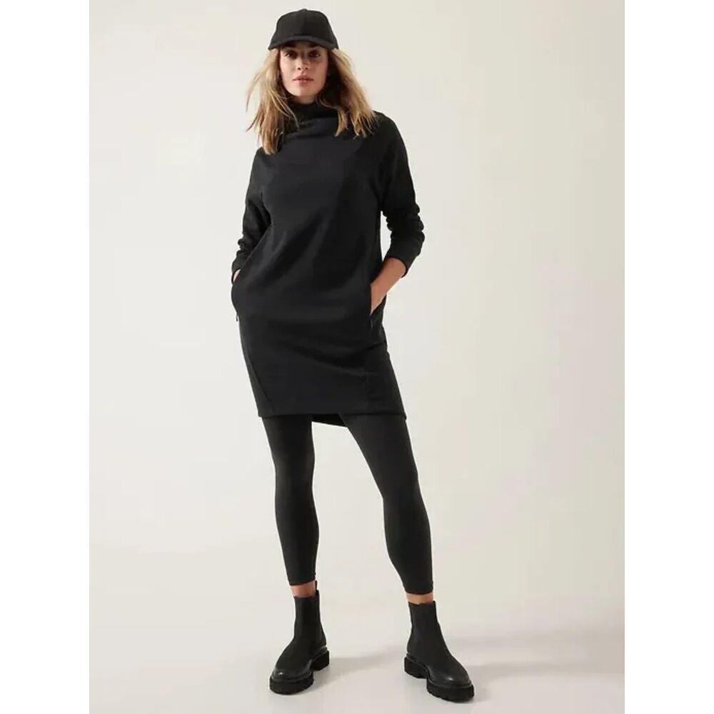 Athleta Cozy Karma Mock Neck Dress - Black S Tall
